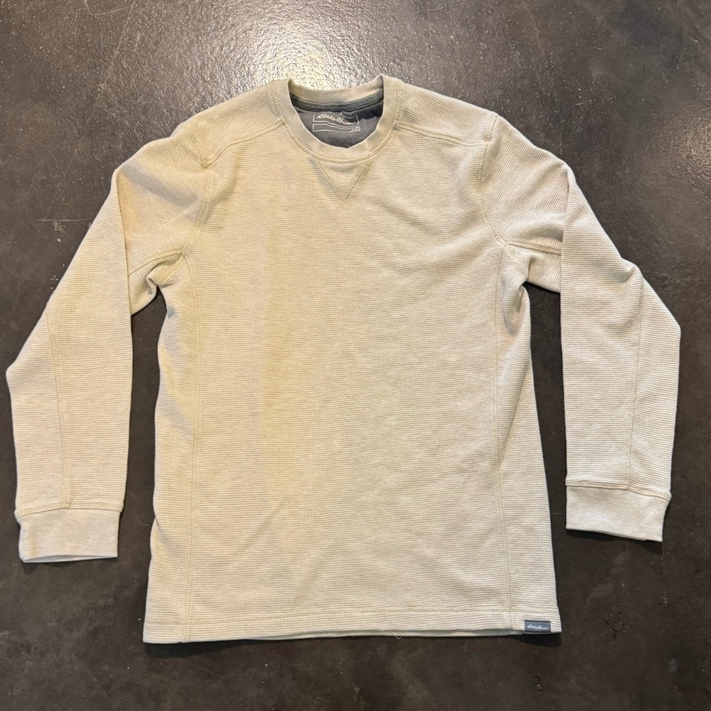 Eddie Bauer Men's Beige Waffle Knit Sweater